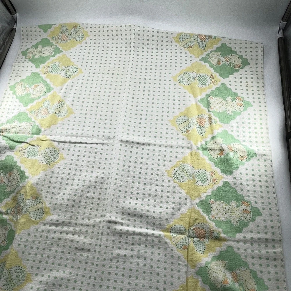 Baby Care Receiving Blanket Set 2 Pack Vintage Teddy Bear Elephant 30x40 Cotton
